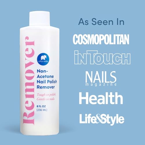 ella+mila Non-Acetone Nail Polish Remover - Gentle, Nourishing Formula for Natural Nails - Vegan & Cruelty-Free - Conditions While Removing Polish - 8oz
