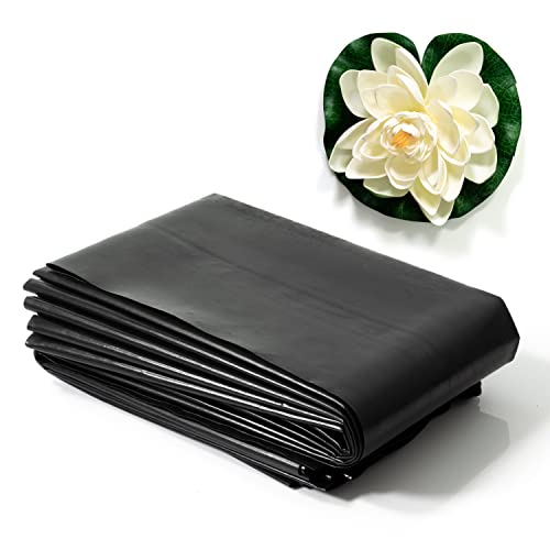 Yaquilo 7 X 10 Ft. Pond Liner Hdpe Pond Skins - For Outdoor Fish Ponds, Garden Fountain, Waterfall – Uv And Puncture Resistant - Includes Faux Floating Lotus Flower #TOP13