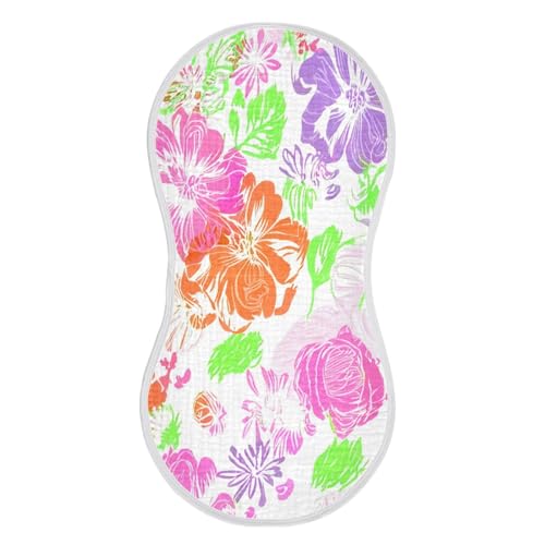 Flowers Lively White Burp Cloths for Babies Burp Rag Cotton Spit Up Rag for Girls Babies2
