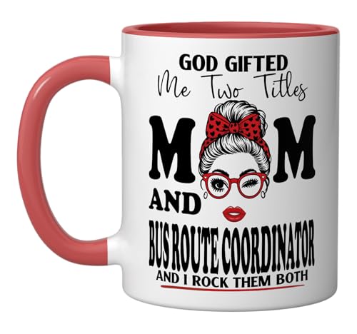 Mom and Bus Route Coordinator Mothers Day Double Blessing Ceramic Mug, Red/White