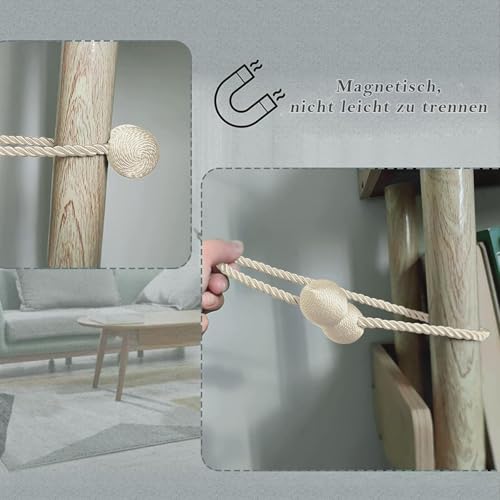 TopHomer Beige Magnetic Curtain Tiebacks, 2 Pieces, Polyester, 49 cm, European Style - Image 6