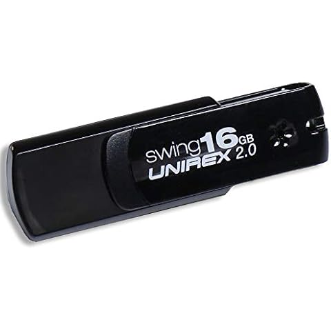 Unirex USFW-216S USB 2.0 Flash Drive, Swing, 16GB, Black Cover