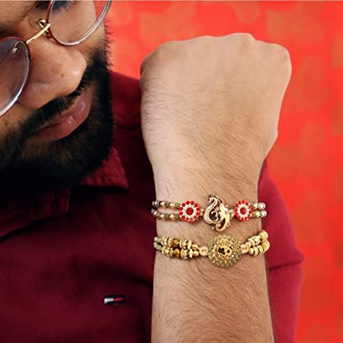 TIED RIBBONS Rakhi for Brother Set of 2 Rakhi Set | Rakhi Card | Roli Chawal Packet - Raksha bandhan Rakhi Bracelet for Brother Rakhi for Bhaiya | Bro Rakhi Thread | Bhai Rakhi Gifts for Brother