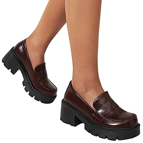 Image of Women's Platform Mary Janes Chunky Heel Ankle Strap Uniform Dress Shoes Heeled Gothic Lolita Oxfords