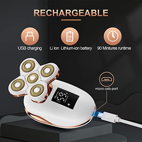 2-In-1 Electric Razors For Women, Wet/Dry 5D Razor & Hair Trimmer With Usb Adapter & Charging Cable,5D Rechargeable Rotary Shaver With Lithium-Ion Battery, Water Resistant Grooming Kit #TOP5
