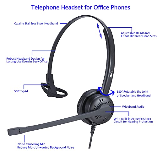 Mkj Cisco Telephone Headset With Microphone Noise Canceling Corded Rj9 Call Center Office Phone Headset For Cisco Cp-7861 7942G 7941G 7945G 7960 7961G 7962G 7965G 7971G 7975G 8841 8861 9951 9971 #TOP2