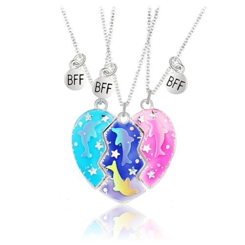 Collier magnétique pendentif cœur sequins colorés pour hommes et femmes
