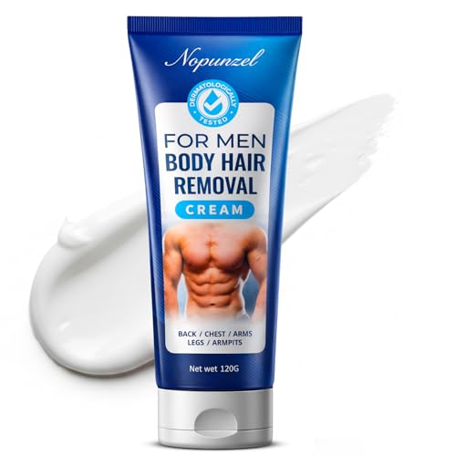 Hair Removal Cream for Men: Sensitive Depilatory Cream for Men - Body Legs Chest Underarms Intimate Areas - Vitamin E - Painless Effective Flawless Soothing Easy - Hair Remover - Gentle Formula - 120g