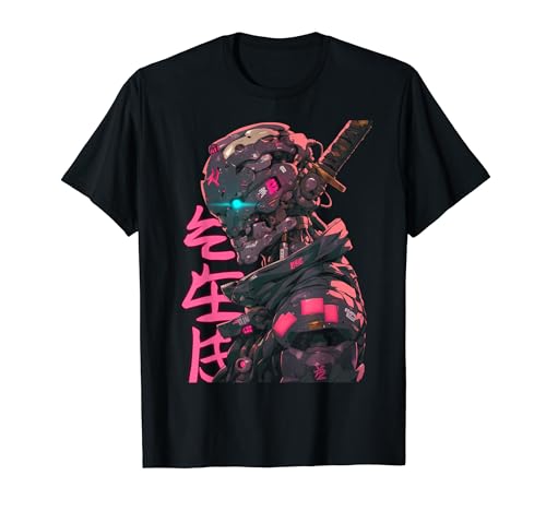 Japanese Cyberpunk Cybergoth Robot Techwear Cybercore Camiseta