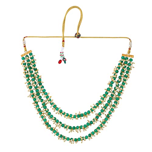 Image of Yellow Chimes Necklace for Women and Girls Beads Necklace for Women | Multilayer Green Beads Choker Necklace | Birthday Gift for girls and women Anniversary Gift for Wife