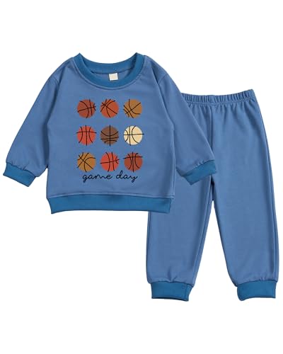 Toddler Baby Basketball Long Sleeve Sweatshirt Top Jogger Pants Set Cute Fall Winter Clothes Set2