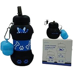 Botella Dispensador Para Perros FE&DA HOME 2en1 Botella Pipi Perros + Dispensador Bolsas Caca Perro – Limpia Pipi Perros Calle – Botella Portatil para Perros– Botella Silicona con Capacidad de 550 ml - 15 Bolsas Caca Perro