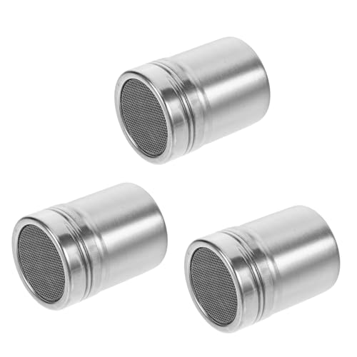 3pcs Sugar Shaker Bread Flour Pour Chocolate Duster for Coffee Icing Shaker Powder Shaker Duster Kitchen Power Pepper Shaker Seasoning Shaker Seasoning Cans Cooking Shaker Silver AUTSUPPL