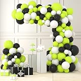 Lime Green Black Balloon Garland Arch Kit - Lime Green Black Balloons White Balloons Video Game Party for Soccer Gamer Birthday Baby Shower Graduation Wedding Party Decorations