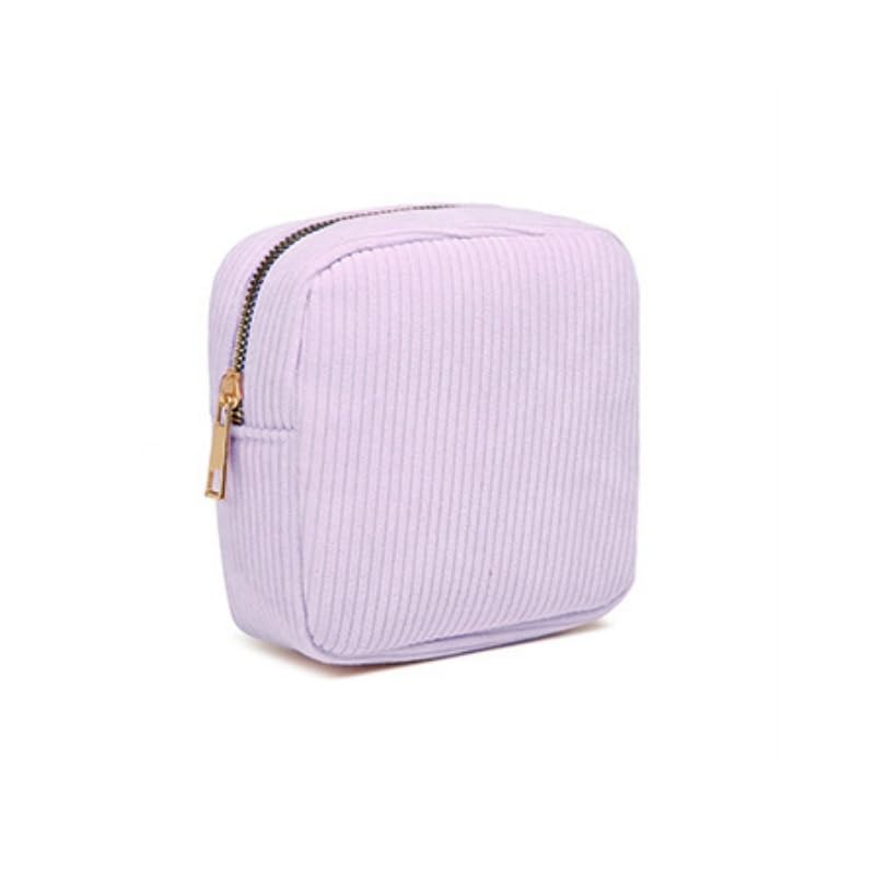 Ycnpeatt Sanitary Pad Storage Bag Purple Corduroy Period Pouch, 12x12x5cm (4.7"x4.7"x2")