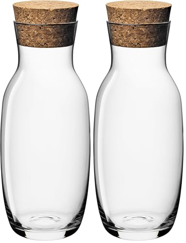 Gerlach 1760 Carafe à eau avec couvercle Carafe en verre Couvercle en liège 1,1 L Pichet à eau Pichet en verre Robuste Stable Passe au lave-vaisselle Débit...