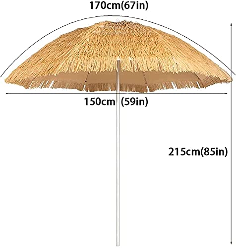 Sombrilla parasol de playa de paja artificial CLSDRZC con poste robusto 3