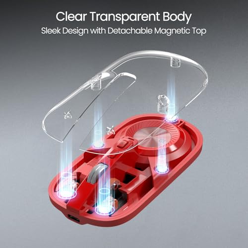 Image of Portronics Toad 8 Transparent Wireless Bluetooth Mouse with Dual Wireless (BT + 2.4 GHz), Rechargeable Battery, Noise-Free Clicking, Show /Hide Desktop, Multi-Device Pair, Adjust Sensitivity (Red)