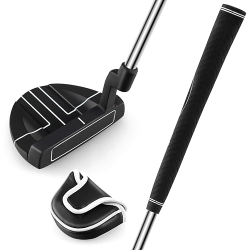 GYMAX マレットパター 右利き メンズ レディース 保護ヘッドカバー付属 高精度アライメント 快適グリップ Mallet Putter 1枚目