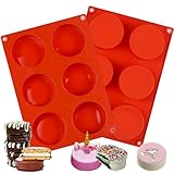 Round Silicone Molds for Chocolate, Candy, Oreo Cookie, Jello, Resin, Soap, and More - 2-Piece Set with 2 Cylinder Cookie Mold - 6 Cavity Mold, 2' Diameter, 1' Deep
