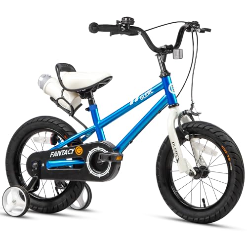 Glerc Kinderfahrrad 14 Zoll Fahrrad mit Stützrädern & Flaschenhalter für 3 4 5 Jahre alte Jungen und Mädchen, blau