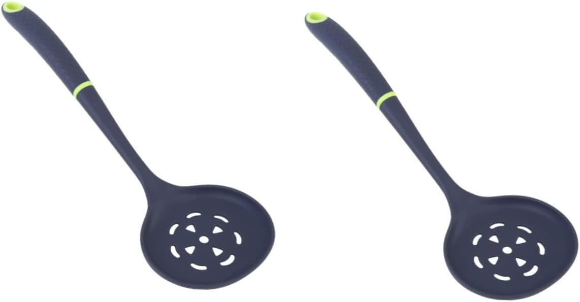 Garneck 2pcs Silicone Skimmer Spoon Slotted Ladle for Easy Serving and Frying Kitchen Utensil for Home and Restaurant Use Grey Green