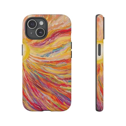 Coque rigide iPhone 15 Abstract Sunshine finition mate haute précision