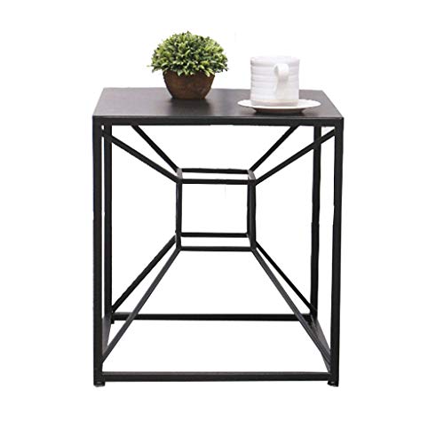 GUO XINFEN Natural Solid Wood Small Square Table Wrought Iron Practica GUO XINFEN Natural Solid Wood Small Square Table Wrought Iron Practica