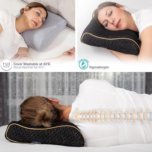 Image of alkamto Travel & Camping Comfortable Memory Foam Pillow - Easy to Carry Portable Bag - Temperature Regulating Pillow Case