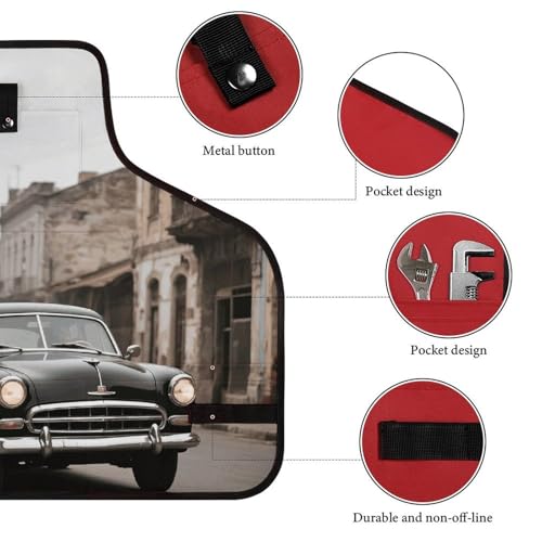 Delantal Vintage Car para hombres y mujeres con 8 bolsillos miniatura 3