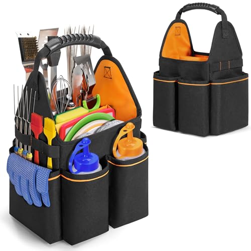 HODRANT Grill Utensil Storage Bag with Divider & Boards & Pockets & Handle