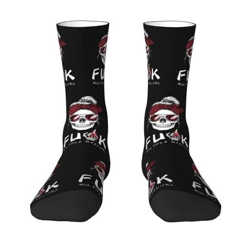 Skull Fuck Multiple Myeloma Awareness Adult Polyester Crew Socks Breathable Moisture-Wicking Athletic Running Gym5