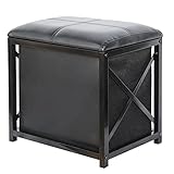 Storage Ottoman, Small Ottoman Foot Rest with Thicker Foam Padded, Faux Leather Ottoman Storage Cubes with Lids Ottoman for Living Room, Bedroom 16.5'*11.8'*15.6' Black