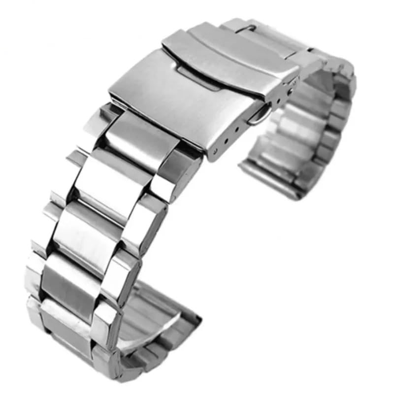 Bracelet de montre en acier inoxydable élégant et boucle métal argent