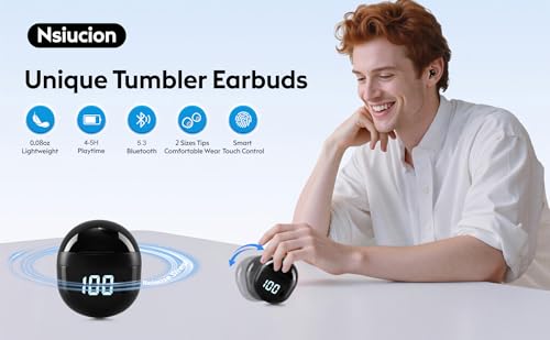 Image of Invisible Mini Sleep Earbuds Wireless Bluetooth, Ultra-Light Comfort Fit Sleep Headphones for Side Sleepers, Unique Tumbler Portable Charging Case, Soft In-Ear Ear Plugs for Sleeping Small Ears Gym