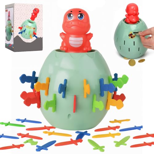 Koolbitz Dinosaur Coin Bank Surprise Game for Kids – Interactive Pop-Up Dino Toy with Spring Action, Peg Slots & Stickers – Fun Educational Family Board Game & Money Saving Toy Gift Ages 4+