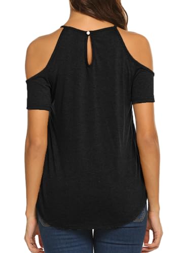Bluetime Summer Tops for Women Short Sleeve T Shirts Cold Shoulder Casual Tops Tees4