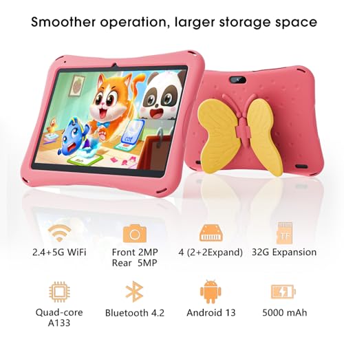 SGIN Tablet infantil Android 13 de 10 polegadas com capa, tablet para crianças, 4 (2 + 2) GB RAM 64