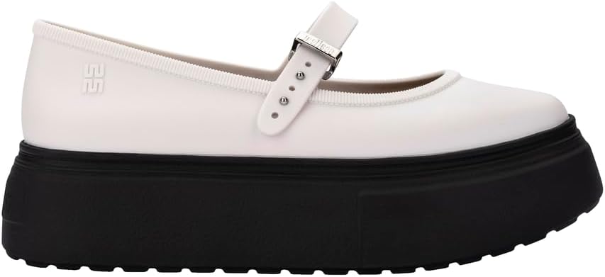 Melissa Soft Ballerina Platform for Women, Black/White, 9