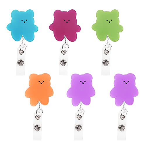 Fumanduo Einziehbare Ausweisjojo, 6 Stück Retractable Badge Holder mit Clip Abzeichen Rollen Clips ID Name Badge Holder für Kinder Krankenschwester Student (Skalierbare Länge: 8,5 - 64cm) 5 Farben Cover