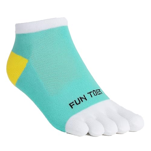 Image of FUN TOES Women's Cotton Toe Socks-Barefoot Running- Breathable- 6 Pairs Pack-Size 9-11 Lightweight