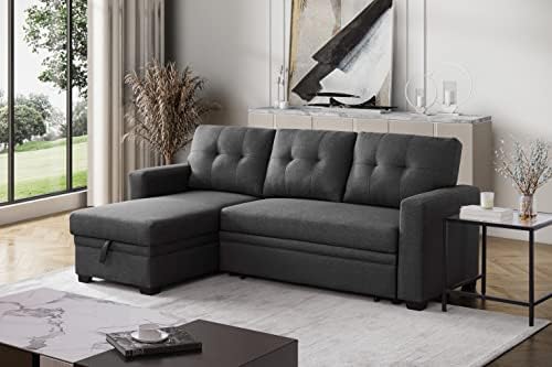 Devion Furniture Russ Sectional Sleeper Sofa Bed, Dark Gray