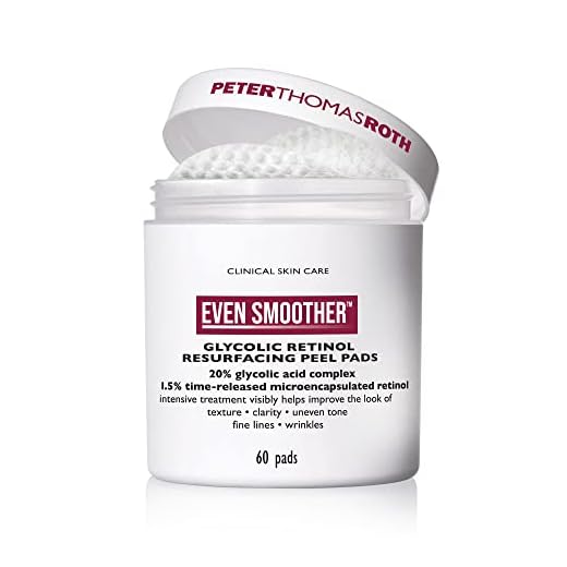 Peter Thomas Roth | Even Smoother Glycolic Retinol Resurfacing Peel Pads | Glycolic Acid Facial Peel with Retinol for Uneven Texture and Tone, 60 ct.