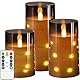 Kiexung LED Kerze, LED Kerze mit eingebauter Lichterkette, batteriebetriebene Kerze, Plexiglaskerze mit Fernbedienung Timer, festliche flammenlose Kerze, Wohnkultur, 3-teiliges Set (grau)