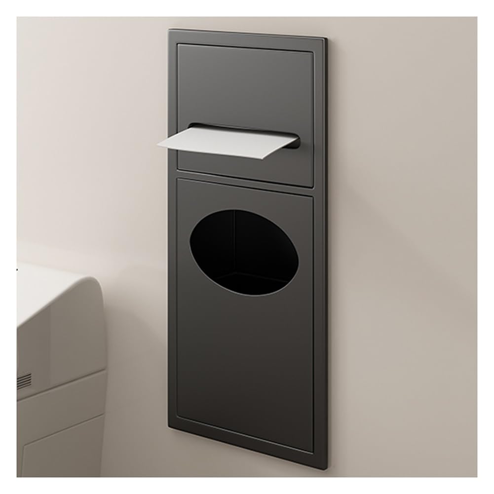 IUokLU Stainless Steel Shower nizer Waterproof Recessed Shelf with Builtin Trash Can WallMounted Storage Caddy for Bathroom White 63x20x13.5cm(Black-52X20X13.5cm)