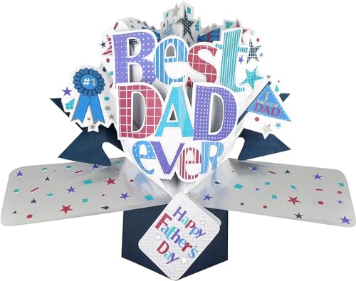 Biglietto di auguri con scritta in lingua inglese “Best Dad” e “Happy father’s day”, in 3D