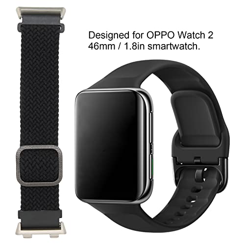 Horloge Band voor Oppo 2 46mm Smartwatch Verstelbare Smartwatch Band 0.8 in Flanel Textiel Band Fall Horlogebandje Intrekbare(zwart) - Afbeelding 5
