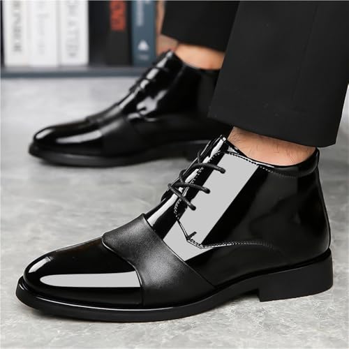 Men's Wide Width Winter Boots Slip-Resistant Thermal High Top Work Shoes for Business Commute Fleece Lined Leather Boots4