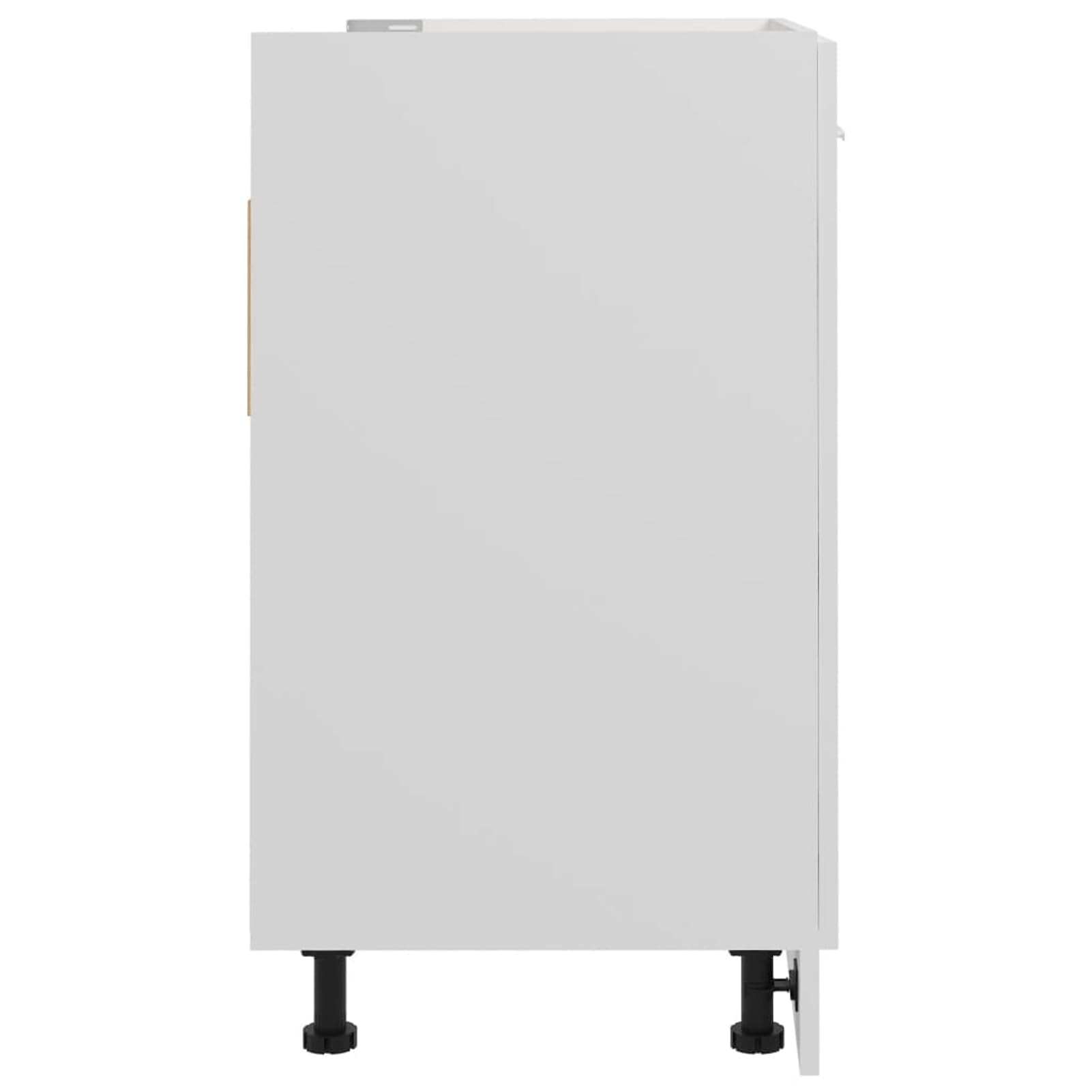 Gecheer Spülenunterschrank Lyon Weiß 80x46x81 5 cm Holzwerkstoff langlebig funktional Aufbewahrungsschrank für Küchengeräte Töpfe Teller Schalen for Familien Haushalte