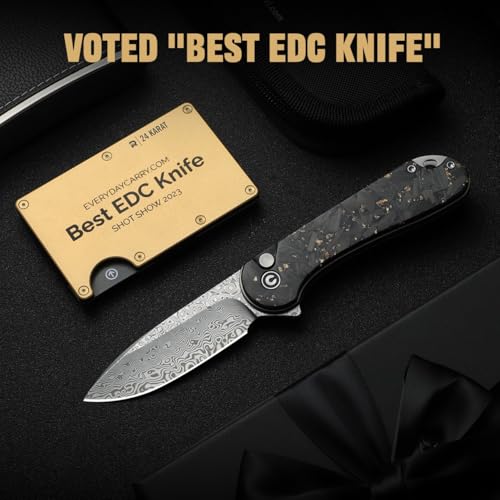 Image of CIVIVI Elementum II Pocket Folding Knife, 2.96 inch Damascus Blade Knife with Deep Carry Pocket Clip for EDC Camping Hiking Hunting C18062P-10